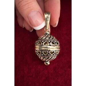 Vintage Style Filigree Sphere Pendant Openwork Silver Tone Boho Artisan Orb